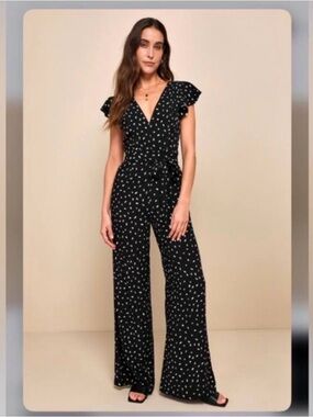 Lulus Black Wide Leg Jumpsuit XS Strapless Formal Wedding Guest